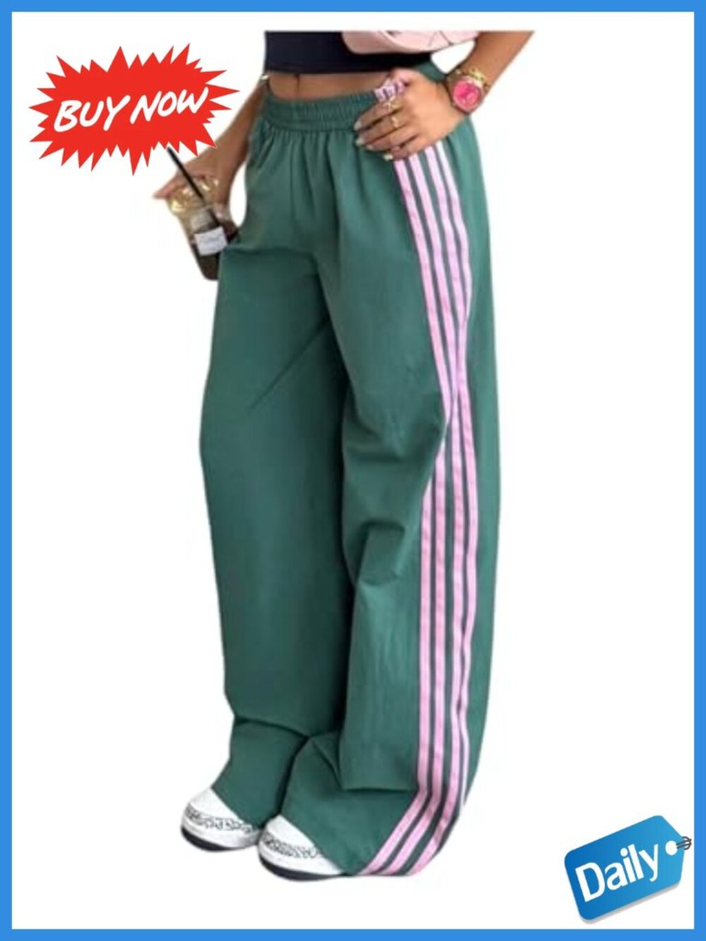 Womens Low Rise Side Striped Wide Leg Track Pants Pull On Lightweight